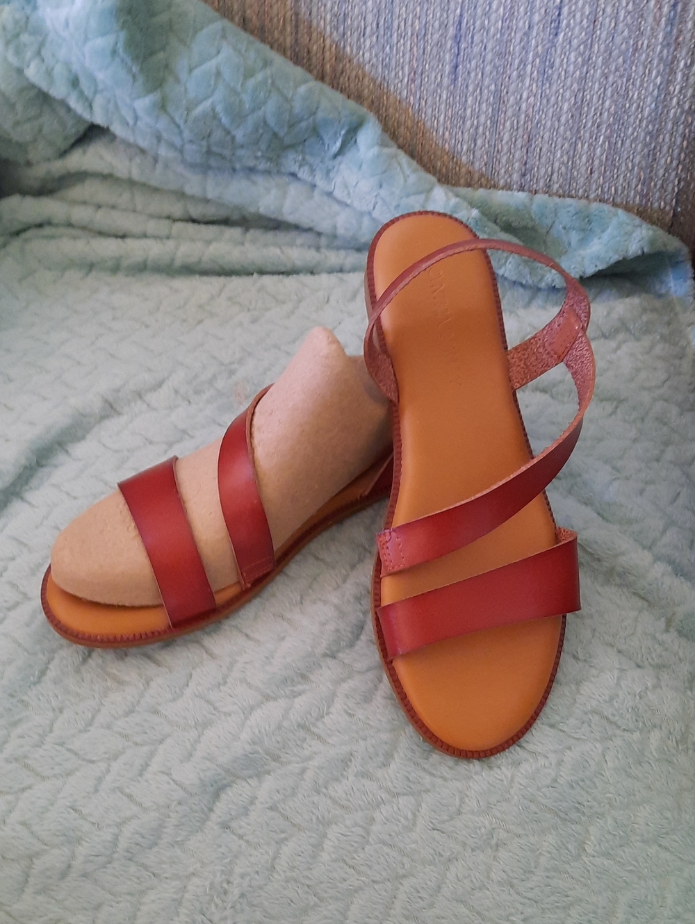 Cynthia Rowley Brick Red Leather Slingback Sandals